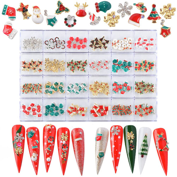 Nail Art Decoration Kit, 240Pcs Christmas Nail Charms Rhinestones Mixed Designs for Nails Crafts Accessories