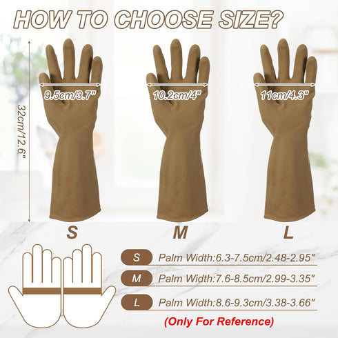 uxcell Rubber Cleaning Gloves, Reusable Household Dishwashing Long Rubber Gloves