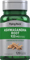 Piping Rock Ashwagandha Supplement 920 mg 120 Capsules | Root Extract | Non-GMO, Gluten Free