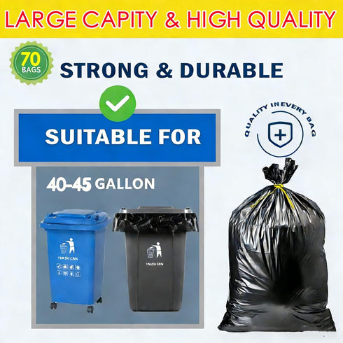 LONGOMA 45 70 Count 2.0 36x 44 Commercial, Gallon Trash Bags, Heavy Duty Garbage Bags, Mil Extra Thick Trash Can Liners