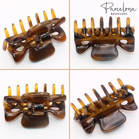 Parcelona Very Small French Classic Claw Clips Set of 3, 1 1/2" Hair Jaw Clips for Girls, Durable Styling Accessories