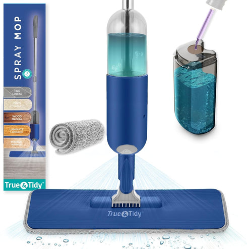 True & Tidy Multi-Surface Spray Mop with Refillable Water Bottle, Use Any