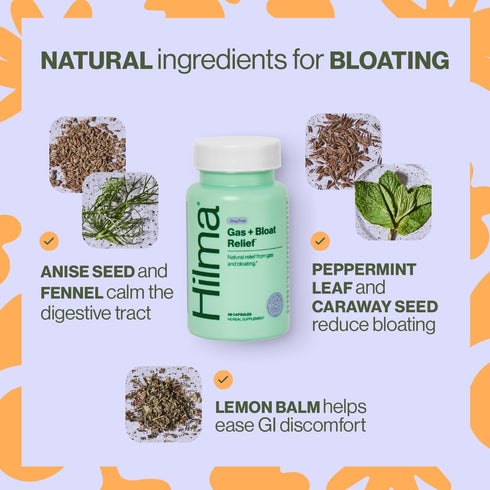 Hilma De-Bloat Bundle - Gas & Bloating Relief for Women (50 Vegan Capsules) with Lemon Balm & Peppermint
