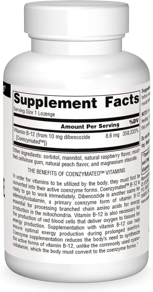Source Naturals Dibencozide, Coenzymated B-12 Athletic Series, Quick Dissolving Dietary Supplement, 120 Lozenges
