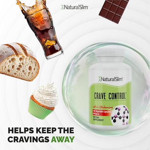 NaturalSlim Crave Control Appetite Suppressant - Food & Sugar Craving Suppressant with L glutamine, 180 Capsules