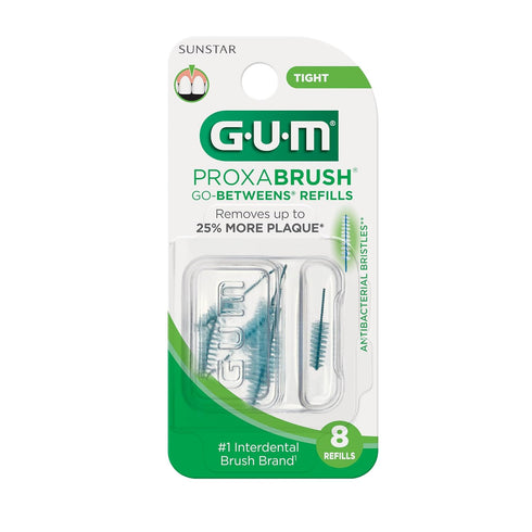 GUM Proxabrush Go-Betweens Refills, Tight, Compatible with GUM Permanent Handle, 8ct (6pk)