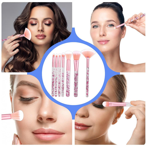 7 PCS Cute Crystal Sparkles Makeup Brushes Set, Blush, Foundation, Eye Shadow, Eyebrow, Concealers, Professional Pack
