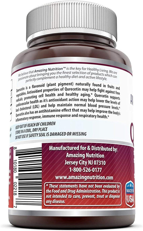 Amazing Formulas Quercetin 500 Mg - 120 VCaps Vegan Dietary Supplement, Non-GMO, Gluten Free for Optimal Health