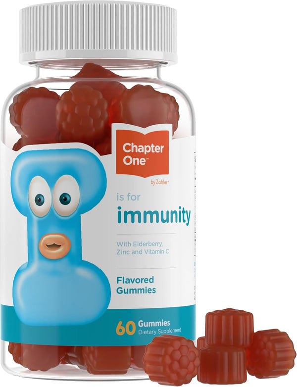 Zahler Chapter One Immune Support Gummies for Kids with Vitamins C, Zinc & Black Elderberry - 60 Flavored Gummies