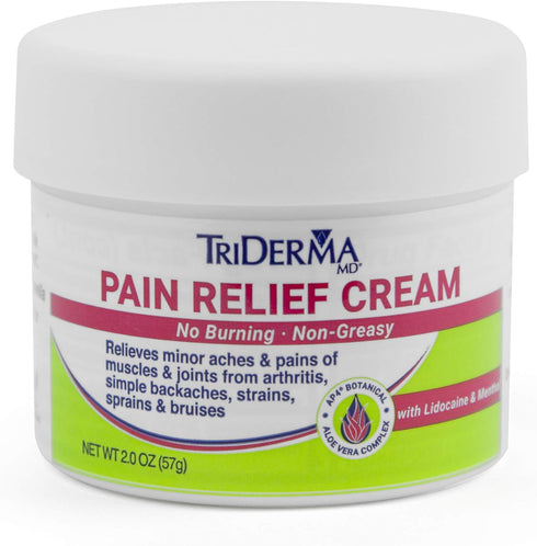 TriDerma Pain Relief Cream Maximum Strength, FSA Eligible for Foot, Back, and Muscle Pain Relief - 2 oz Jar