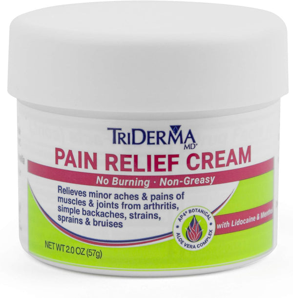 TriDerma Pain Relief Cream Maximum Strength, FSA Eligible for Foot, Back, and Muscle Pain Relief - 2 oz Jar