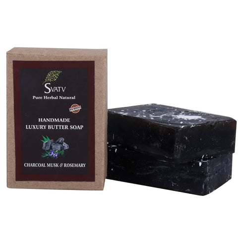 SVATV Handcrafted Soap with Natural Soothing Herbs of Charcoal Musk & Rosemary - 125g X 2 = 250g
