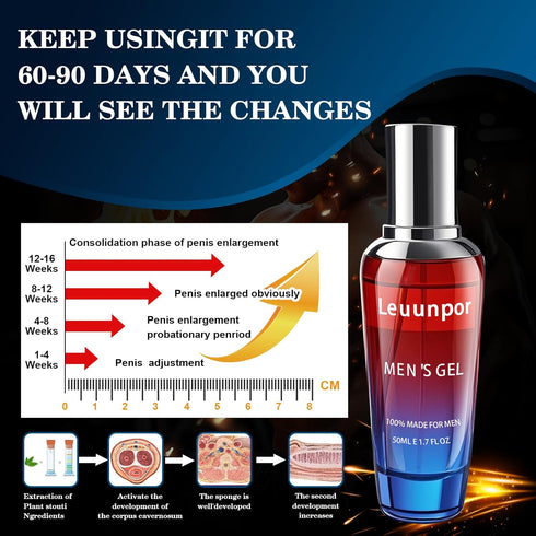 Leuunpor Men's Enhancement Gel, Male Enhancement Cream for Men for Huge Enhanced Size, Enlarge Thickness, Strength
