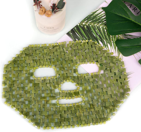 Jade Mask, 100% Natural Stone Facial Mask for SPA Skincare, Reduces Puffy Eyes & Dark Circles
