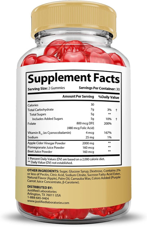 Speedy Keto ACV Gummies - 2000MG Advanced Formula Apple Cider Vinegar with Pomegranate, 60 Vegan Non GMO Gummies