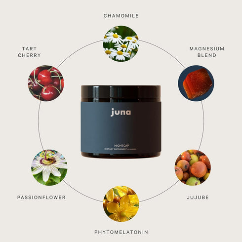 Juna Nightcap Sleep Gummies for Adults, Sugar-Free Phyto-melatonin Sleep Aid with Tart Cherry, GABA, Magnesium, 30