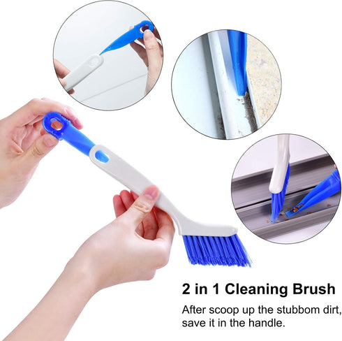 2 Pcs Small Scrub Brush with Handle for Cleaning Sink, Bathroom, Kitchen Edge Corner Grout, Window Track - Household Use