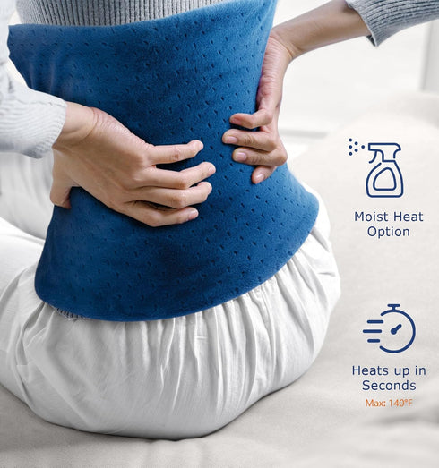 Heating Pad for Back Pain & Cramps, Soft Machine Wash Fabric with Auto Shut Off, King Size 12"x24"