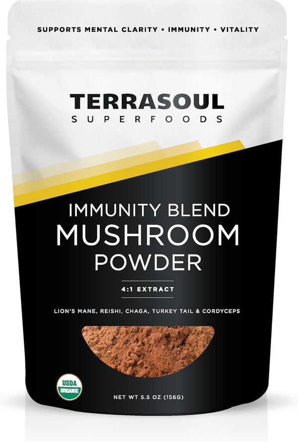 Terrasoul Superfoods Organic Five Mushroom Blend | Adaptogenic | USDA Organic, Vegan,