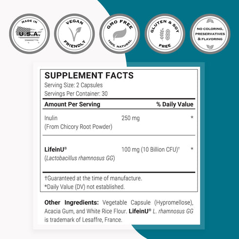 Supersmart Lactobacillus Rhamnosus GG 10 Billion CFU per Day, Digestive & Immune Support, Vaginal Flora Health, Non-GMO