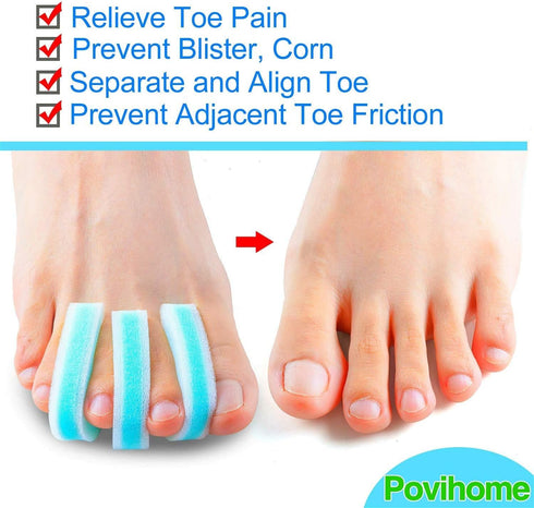 Povihome 10 Pack Foam Toe Spacers, 3-Layer Toe Separators, Large Size for Crooked, Overlapping Toe Relief