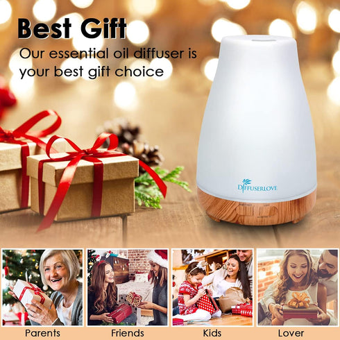 300ML Essential Oil Diffuser, Remote Control Aromatherapy Diffuser with 7 Color LED Lights for Bedroom Office