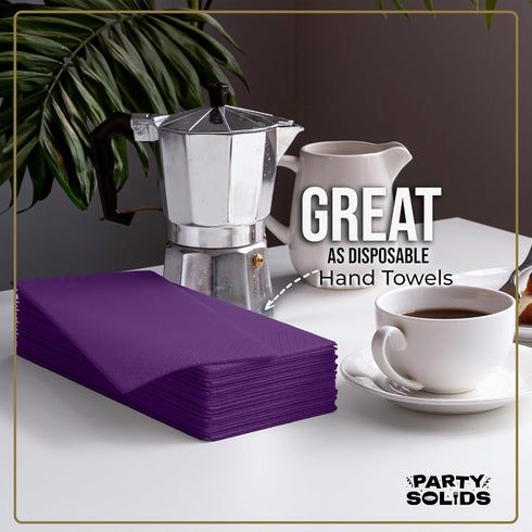 Party Solids 8" 4" 40 2 Purple Dinner Napkins Disposable x Folded - Pcs Ply Purple Napkins Disposable Paper Guest