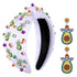 Mexican Beaded Headband for Women, Cinco De Mayo Fiesta Headband with Crystal Knots (Avocado)