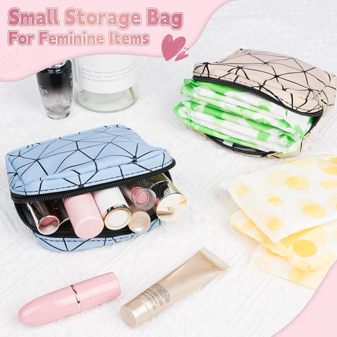 SIDESUGAR Discreet Period Bag Waterproof Geometric PU Sanitary Napkin Storage Bag Portable Menstrual Pad Pouch Cute