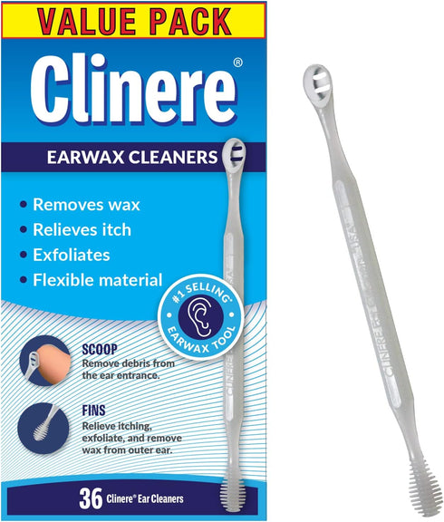 Clinere Ear Cleaners, Gentle Canal Cleaning and Ear Wax Removal Tool, 36 Count