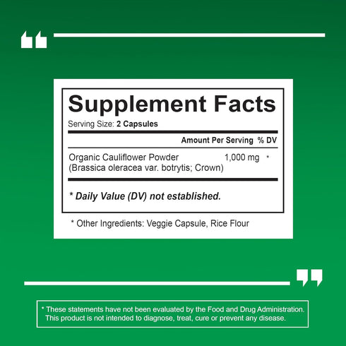 Organic Cauliflower Superfood Veggies Powder Supplement | Natural Sulforaphane, Vitamins & Minerals | 120 Vegetable