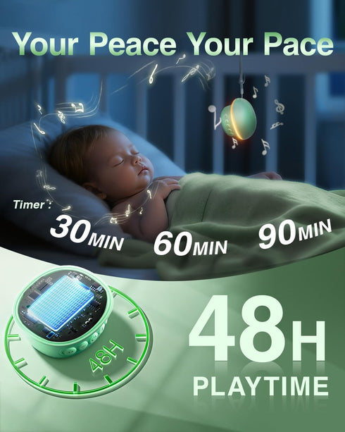 Qobayleo 20 48H 3 10m Portable White Noise Sound Machine with Relaxing Sounds, Playtime, Timers & Night Lights, Memory