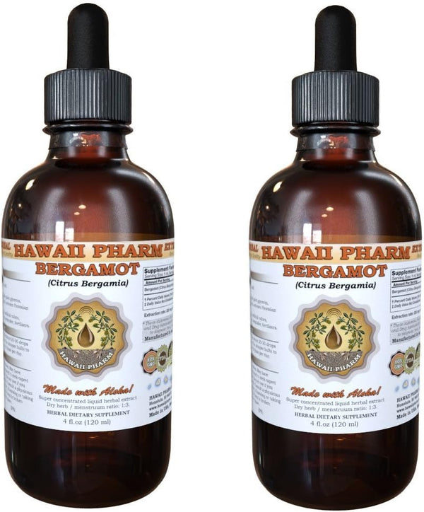 Hawaii Pharm Bergamot Liquid Extract, Bergamot (Citrus Bergamia) Dried Fruit Peel Powder Tincture Supplement