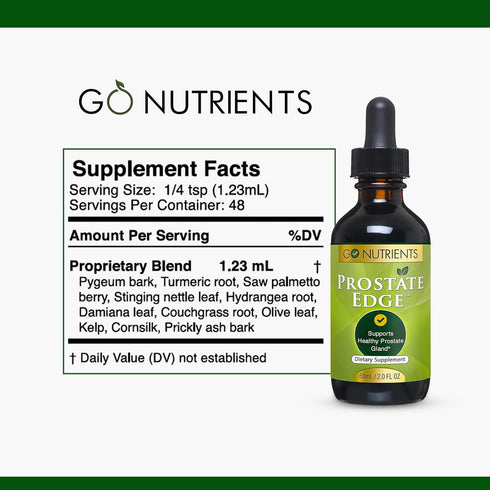 Go Nutrients Prostate Edge - Saw Palmetto & Pygeum Extract Supplement for Men’s Prostate Health, 2oz