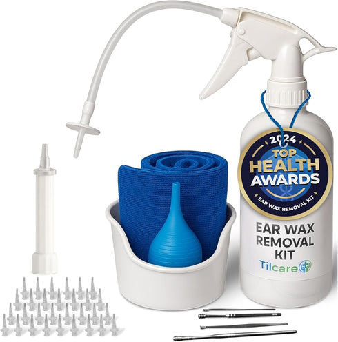 Ear Wax Removal Tool by Tilcare, Ear Irrigation Flushing System for Adults & Kids, Complete Ear Cleaning Kit with