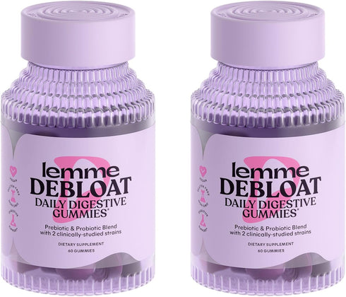 Lemme Debloat Gummies - Digestive & Gut Health with 2 Probiotics & Prebiotic, 3 Billion CFUs - Vegan, Gluten Free, Non