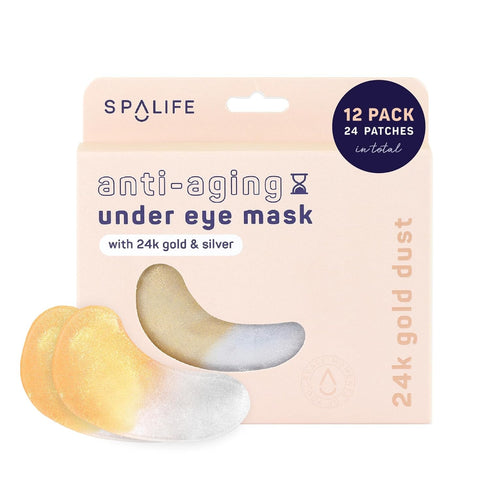 SpaLife Beauty Anti-Aging Under Eye Masks – Hydrogel Eye Patches for Fine Lines & Dryness, 24 Pairs