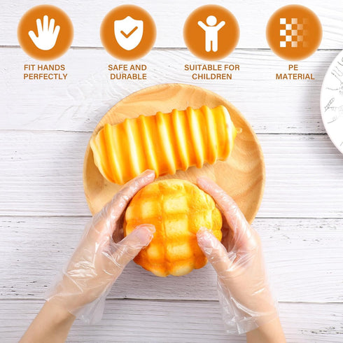 Food Prep Transparent PE Plastic Cooking Eating Safe Handling (100pcs)