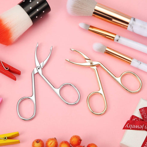 Hicarer 3 Pcs Eyebrow Tweezers Scissor Set for Women, Straight Tip Hair Plucker Remover, Silver Plated
