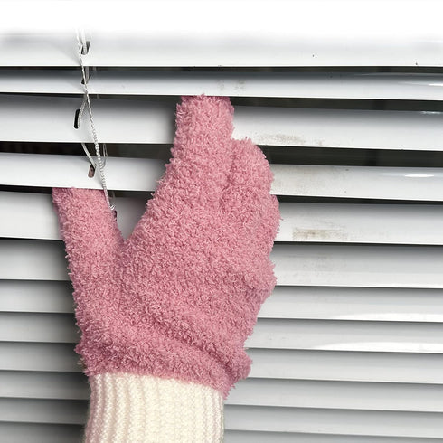 MIG4U Reusable Lint-Free Pink Microfiber Dusting Gloves, 2 Pairs S/M for House Cleaning, Blinds, Windows