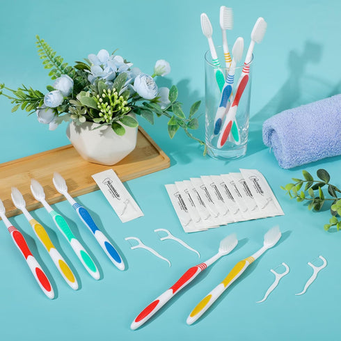 Mifoci 300 Pcs Individually Wrapped Toothbrushes with 100 Soft Bristle Toothbrushes and 200 Dental Floss for Travel