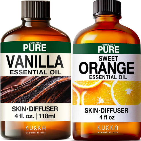 Vanilla Essential Oil for Diffuser & Orange Essential Oil for Diffuser Set