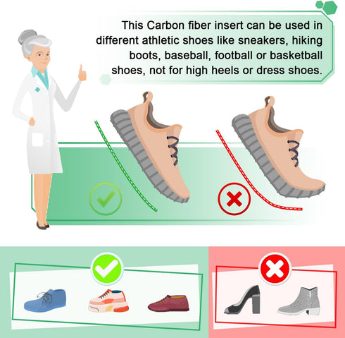 Carbon Fiber Insole, Morton's Extension Orthotic, 1 Pair Rigid Orthotic Shoe Insert for Pain Relief Recovery
