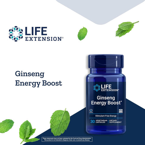 Life Extension Ginseng Energy Boost, Fermented Ginseng Extract, Supports Healthy Stress Response, 30 Capsules