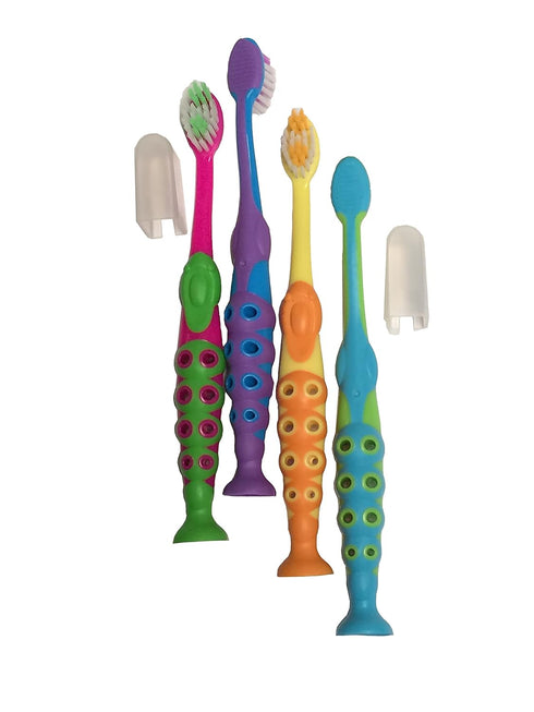 Secret for Longevity 4-Pack Kids BPA Free Toothbrush, Extra Soft, Easy Grip