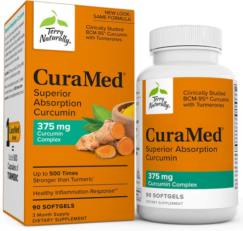Terry Naturally CuraMed 375 mg, 90 Softgels, Superior Absorption Curcumin for Liver, Brain & Immune Health