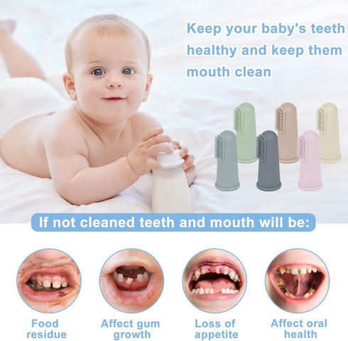Baby Toothbrush Set, 6 Pcs Soft Infant Finger Toothbrush with 6 Boxes, Silicone Baby Tooth Brush for 0-12 Months