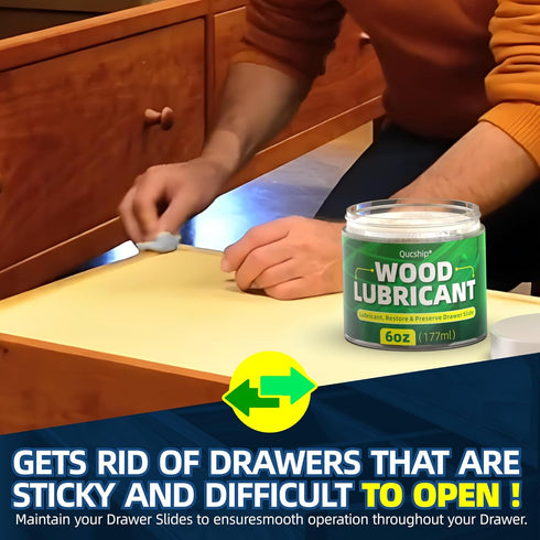 Qucship 6oz Wood Lubricant & Wax - Sliding Drawer & Door Hinge Lubricant, Restore & Maintain Wooden Slide, Paste Wax