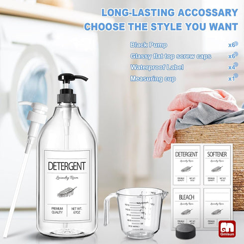 GMISUN Laundry Detergent Soap Dispenser, Liquid Detergent Container for Farmhouse Laundry Room Decor, Organizer for