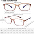 AQWANO 4-Pack Reading Glasses for Men and Women 2.0, Blue Light Blocking, Lightweight TR90 Flexible Frame Readers